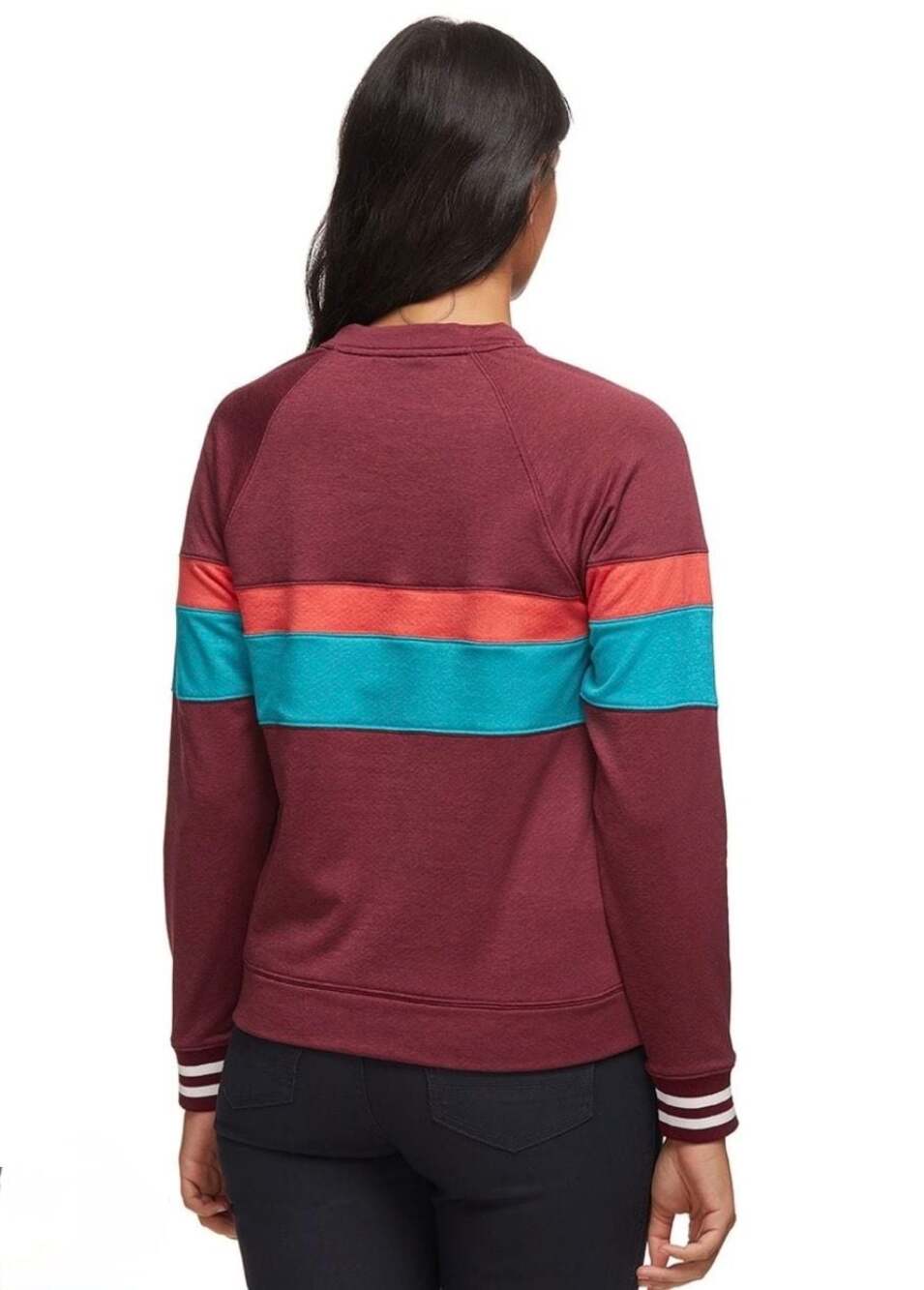 Cotopaxi Bandera Crew Sweatshirt Burgundy Teal Red Colorblock Pullover Small